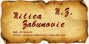Milica Zabunović vizit kartica